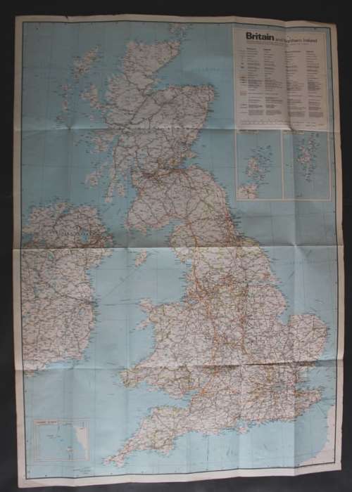 Vintage Folded Map of Britain and Northern Ireland for Tourists 1973