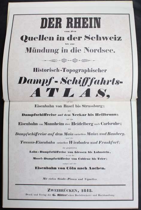 Der Rhein von den Quellen in der Schweiz Topographical Maps Atlas 1976 Reprint from Originals of 184