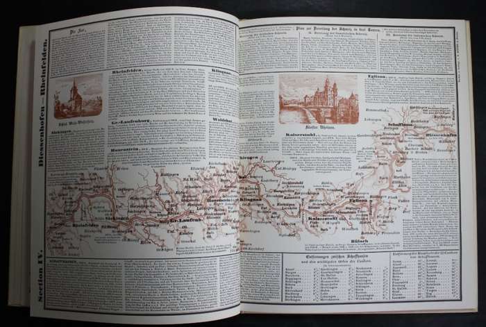 Der Rhein von den Quellen in der Schweiz Topographical Maps Atlas 1976 Reprint from Originals of 184