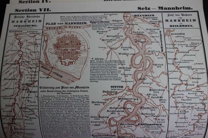 Der Rhein von den Quellen in der Schweiz Topographical Maps Atlas 1976 Reprint from Originals of 184