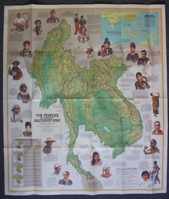 Vintage Large National Geographic Folded Map of Asia March 1971