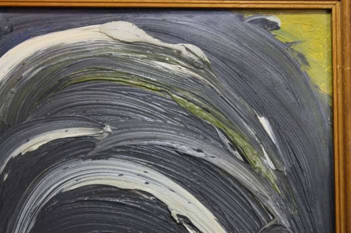 `hemispheres` an Original Oil Abstract Finger Painting By S Davies 1998