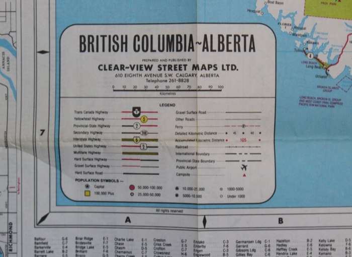 Clearview Folded Road Map West Canada and Central Canada 1970`s