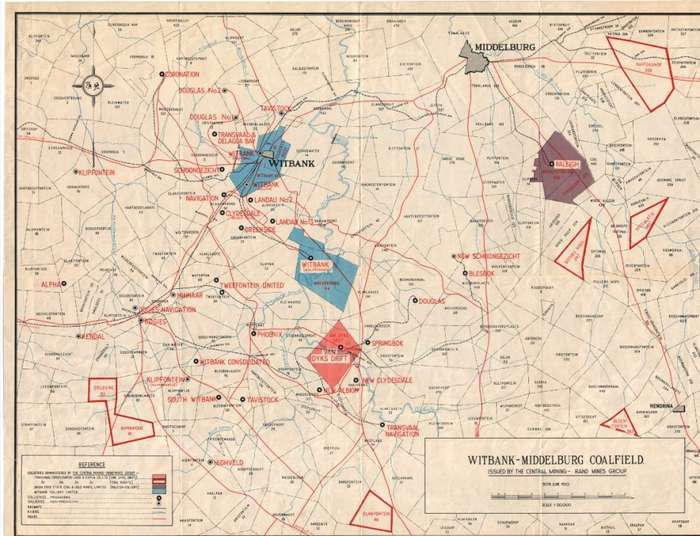 Rand Mines Coalfields Witbank & Middelburg 1950 1 x Map Digital Download