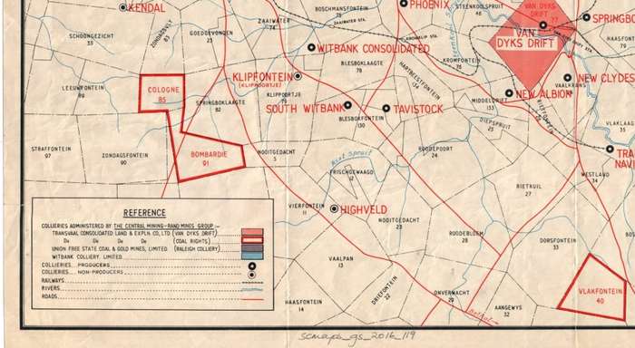 Rand Mines Coalfields Witbank & Middelburg 1950 1 x Map Digital Download