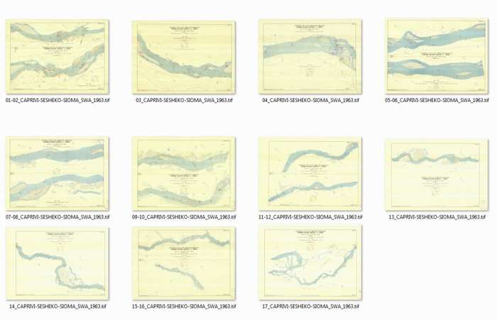 Zambezi River (Sioma - Katima Mulilo) Navigational Study 1963 11 x Maps Digital Download
