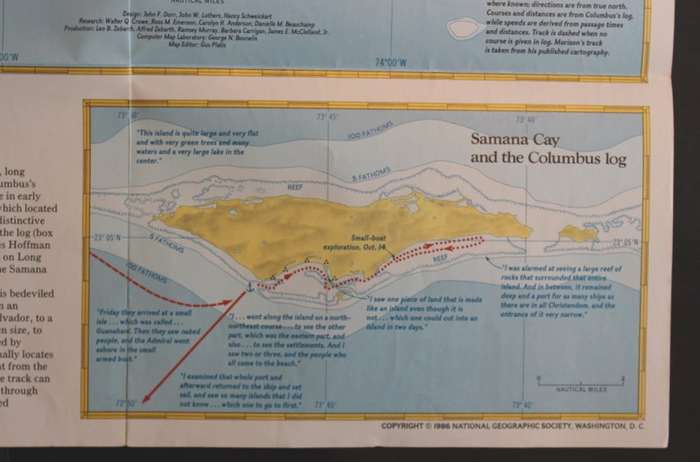 National Geographic Folded Map Where Did Colombus Discover America Nov 1986