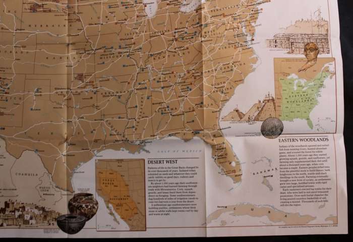 National Geographic Folded Map Native American Heritage Oct 1991