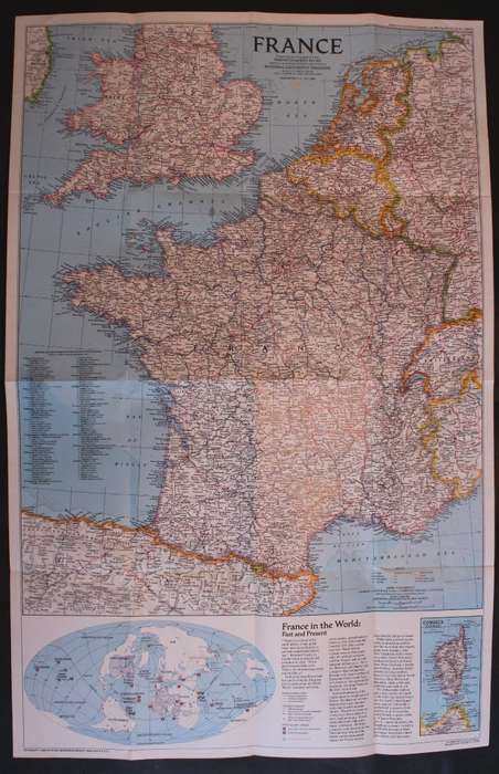 National Geographic Folded Map of France July 1989