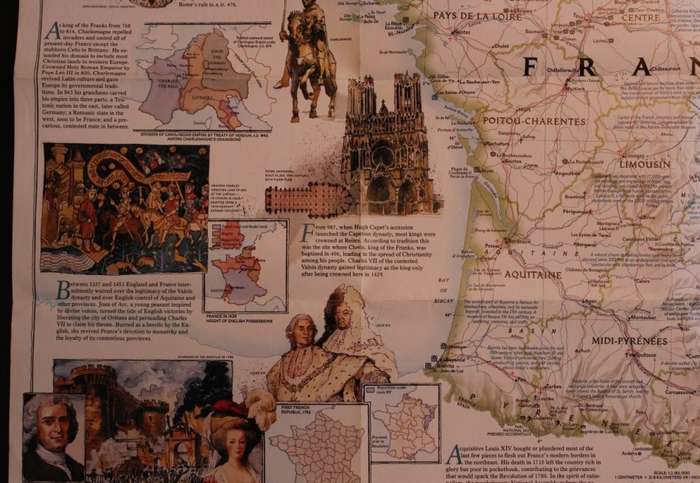 National Geographic Folded Map of France July 1989