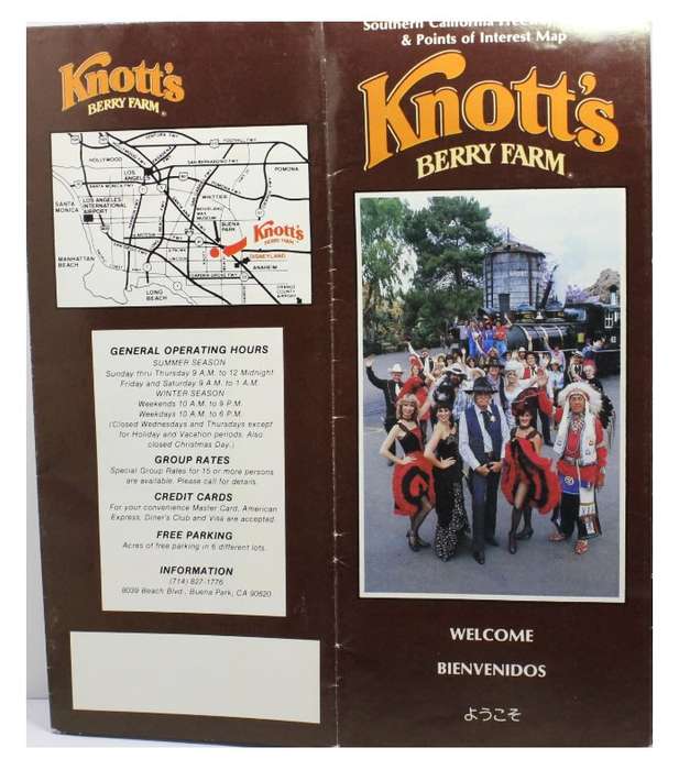 Knott`s Berry Farm Folded Tourist Map of Los Angeles