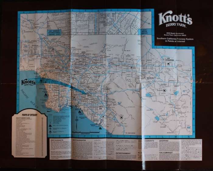 Knott`s Berry Farm Folded Tourist Map of Los Angeles