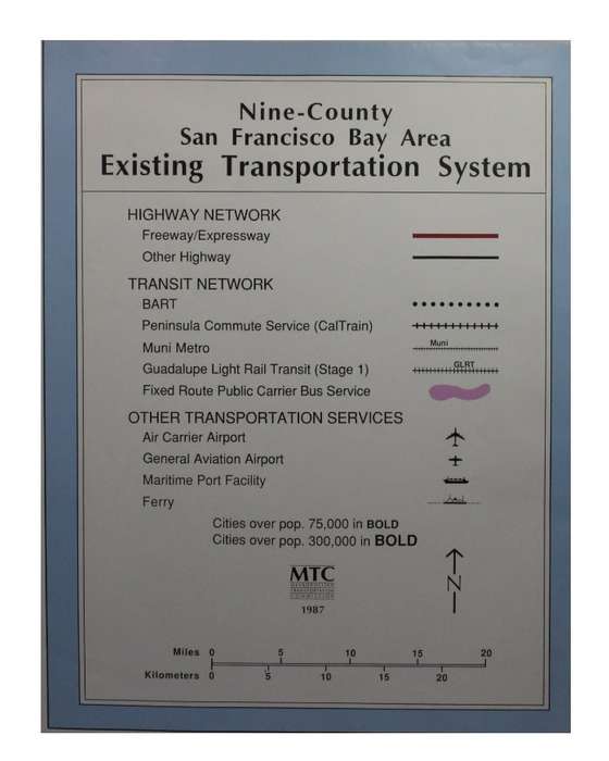 San Francisco Bay Area Transportation System Folded Map 1987