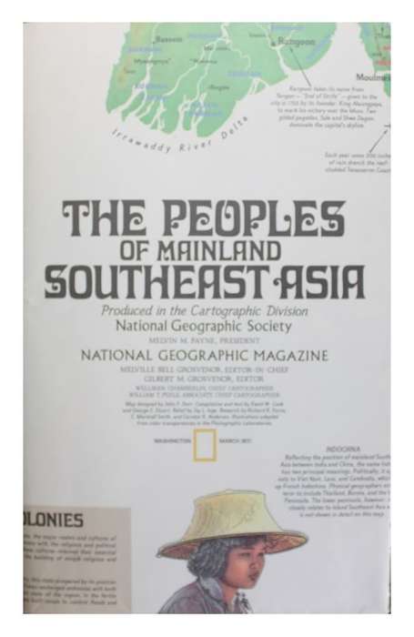 Vintage Large National Geographic Folded Map of Asia March 1971