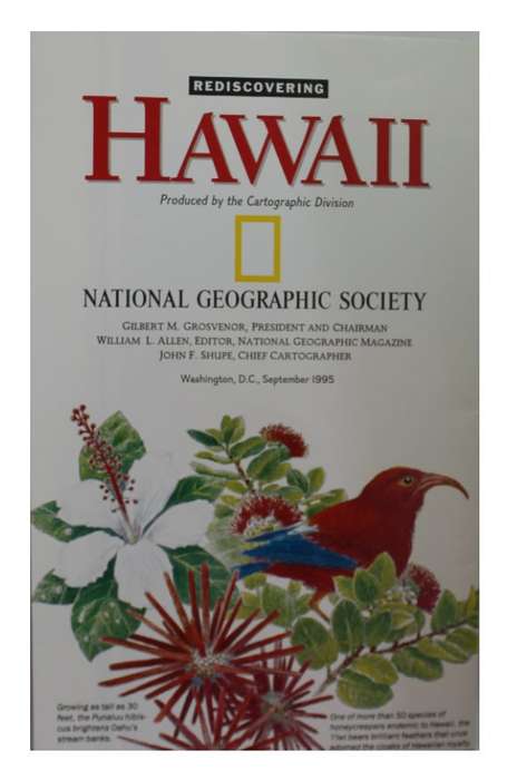 National Geographic Folded Map of Hawaii Sept 1995
