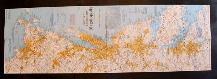 National Geographic Folded Map of The Megalopolis Boston to Washington July 1994