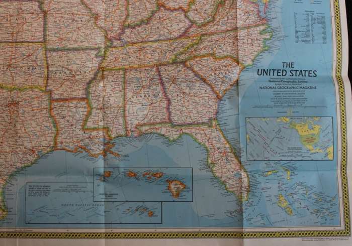 National Geographic Folded Map of The United States July 1976