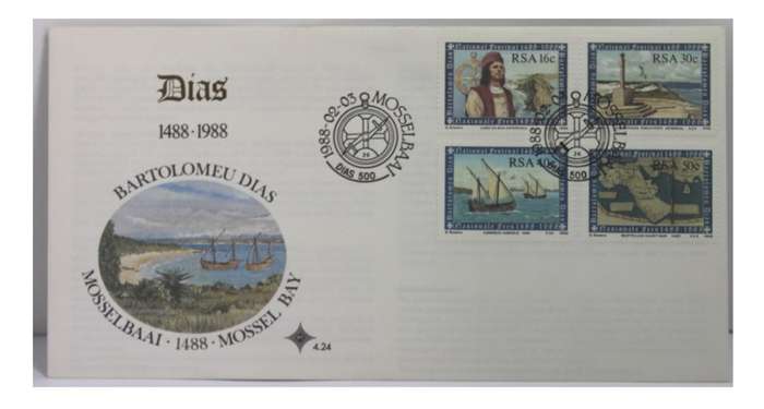 South Africa Bartolomeu Dias National Festival 1488 - 1988 50/40/30/16 Cent Stamp Dias FDC Envelope