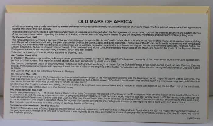 Bophutatswana Old Maps of Africa 25/40/50/60 Cents Stamps FDC Ptolemy Envelope 2.25 1991