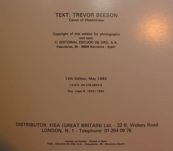 Westminster Abbey by Trevor Beeson Canon of Westminster Softcover Book