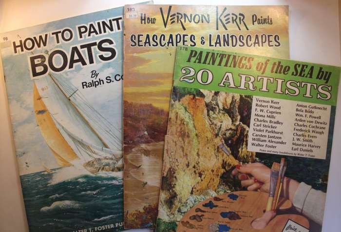 Set of 3 Seascapes, Boats and Landscape Painting Walter Foster Art Softcover Books