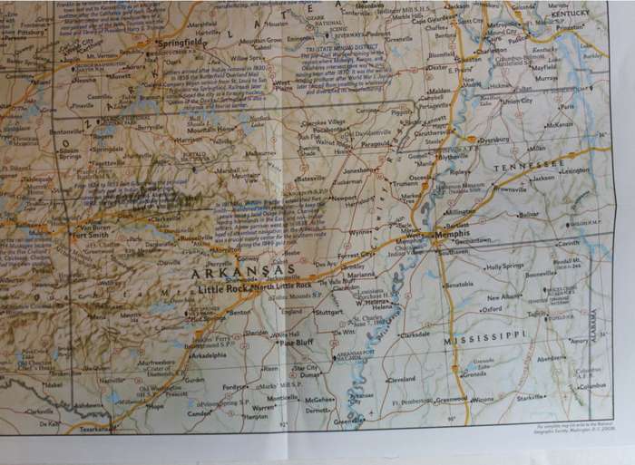 National Geographic Folded Map of The Central Plains of the USA September 1985