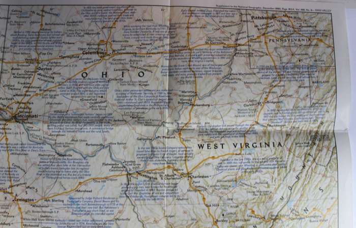 National Geographic Folded Map of the Ohio Valley December 1985