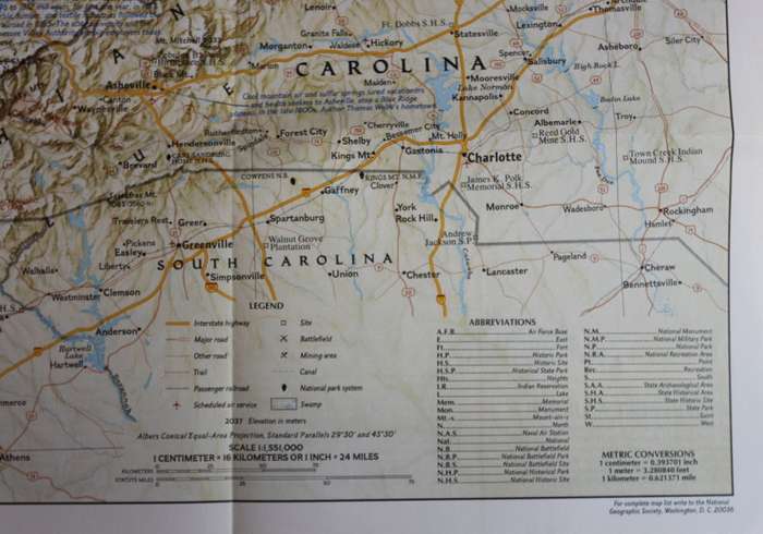 National Geographic Folded Map of the Ohio Valley December 1985