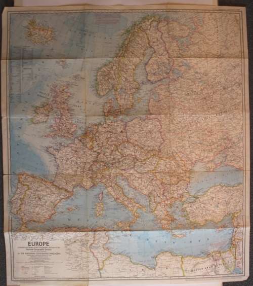 Vintage National Geographic Folded Map of Europe June 1969