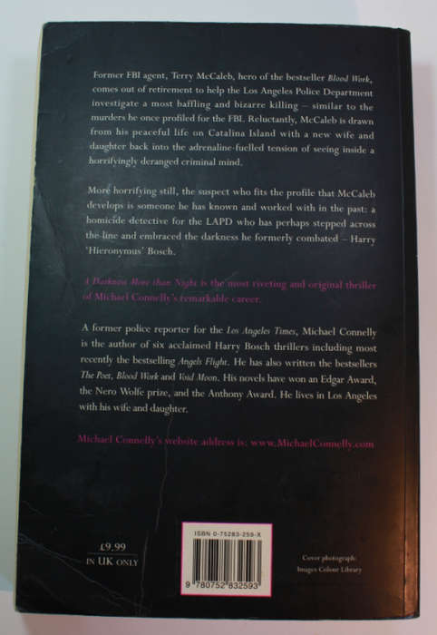 A Darkness More Than Night by Michael Connelly Softcover Book