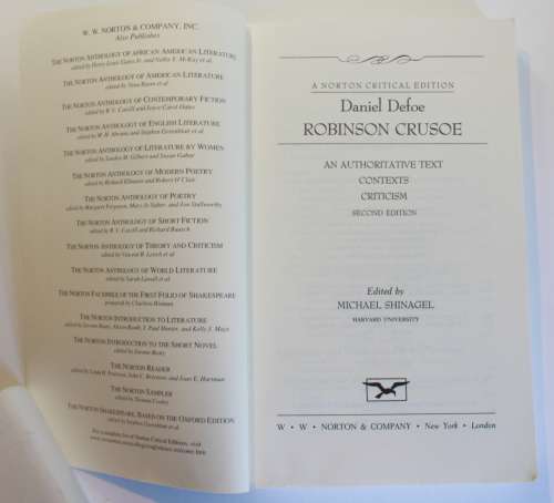 Robinson Crusoe by Daniel Defoe, A Norton Critical Edition Softcover Book