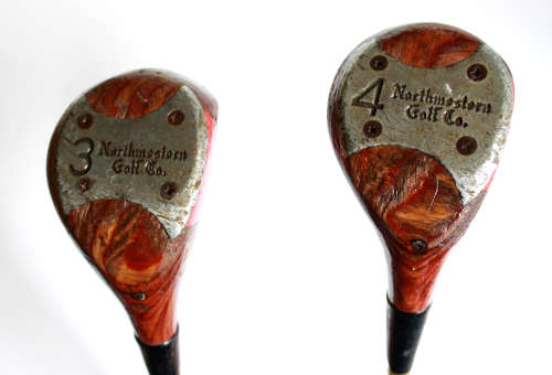 Vintage Northwestern Golf Co Pair of Woods #3 and #4 Woods RH Mens Golf Clubs