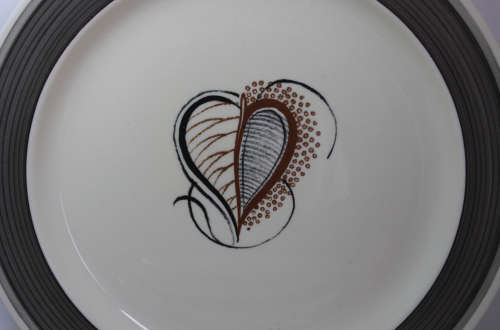 Pair of Susie Cooper Charcoal Skeleton Leaf Pattern 2355 Dinner Plate