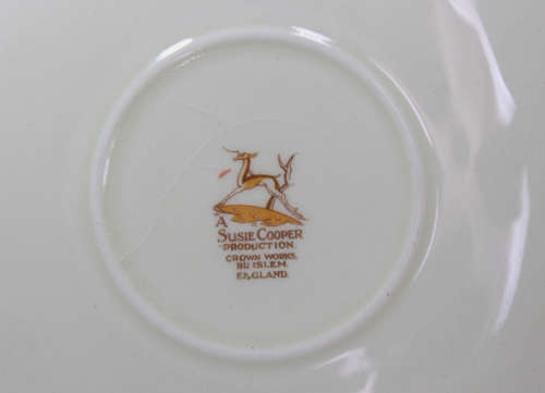 Vintage Susie Cooper Soup Bowl with Saucer Pattern 499