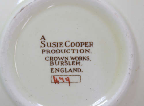 Vintage Susie Cooper Soup Bowl with Saucer Pattern 499