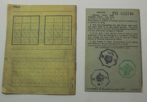 Replica British National Registration Identity Card and Ration Book Supplement