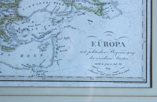 `Europa mit politischer Begranzung der einzelnen Staaten`  Map 1826 by Adolf Stieler Framed Print