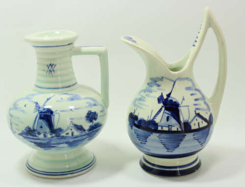 Delft Trio, 2 x Miniature Water Jugs and Miniature Plate