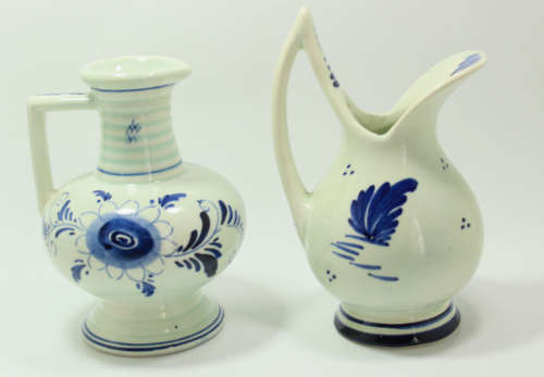 Delft Trio, 2 x Miniature Water Jugs and Miniature Plate