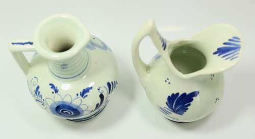 Delft Trio, 2 x Miniature Water Jugs and Miniature Plate
