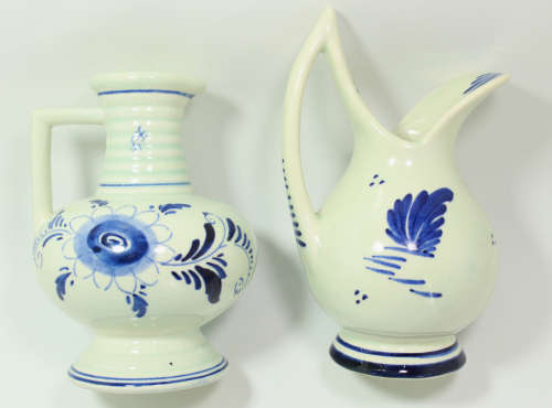 Delft Trio, 2 x Miniature Water Jugs and Miniature Plate