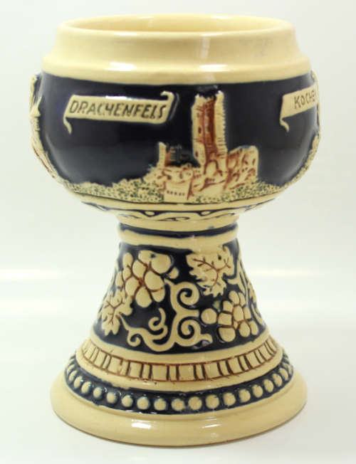 Vintage Wick-Werke Rhein Castles Stoneware Ornamental Vase in Cobalt Blue
