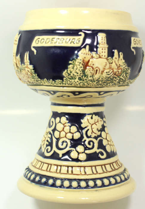 Vintage Wick-Werke Rhein Castles Stoneware Ornamental Vase in Cobalt Blue