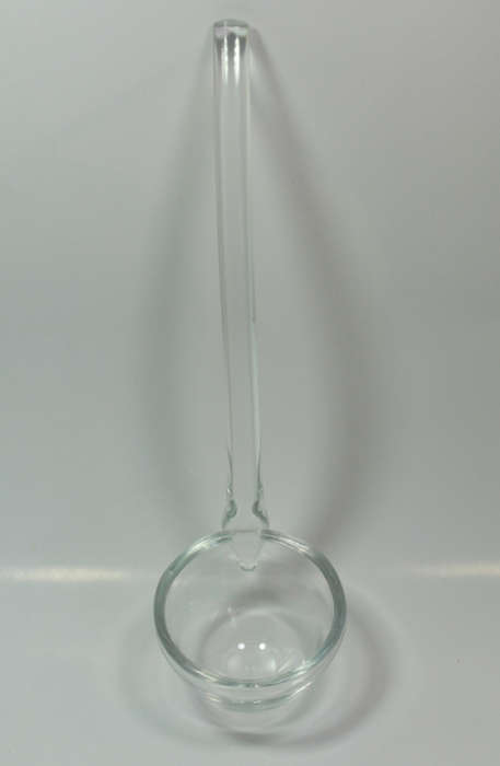 2 Piece Set Footed Clear Glass Sauce Bowl and Ladle