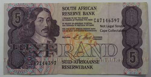 South Africa 5 Rand Bank Note Stals 1989 Circulated VF