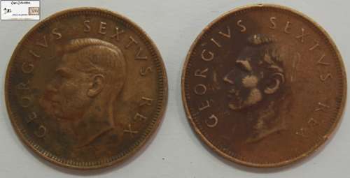 South Africa 1 Penny Coin 1952 x 2 (Two Coins) Circulated
