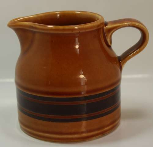 Brown with Dark Brown Band Sauce Jug with Handle