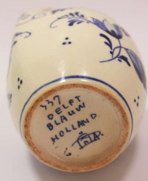 Pair Of Vintage Delft Porcelain Ornaments, Water Pitcher and Fruit Basket