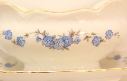 Classic MZ Porcelain Gravy Boat with Fixed Underplate