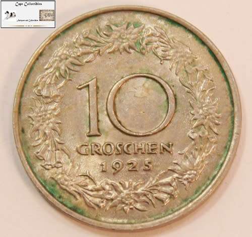 Austria 1925 10 Groschen Coin Circulated